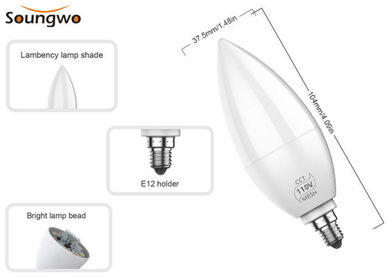 Smart Candle Bulb Bluetooth Mesh Network APP Group Voice Control 2700k To 6500k CCT