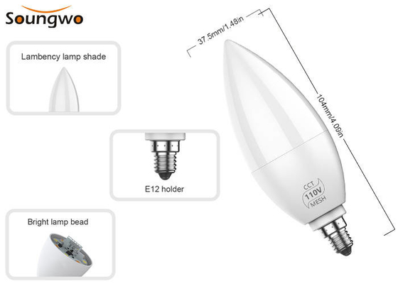 Smart Candle Bulb Bluetooth Mesh Network APP Group Voice Control 2700k To 6500k CCT