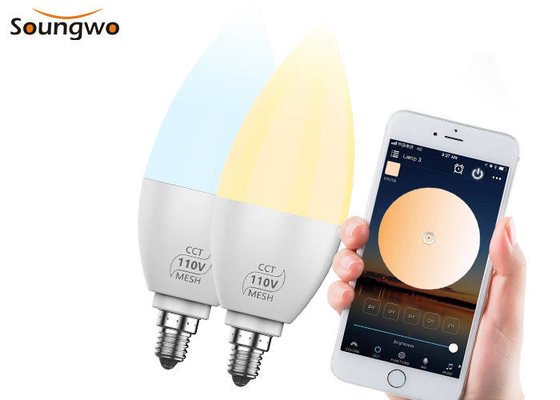 Smart Candle Bulb Bluetooth Mesh Network APP Group Voice Control 2700k To 6500k CCT